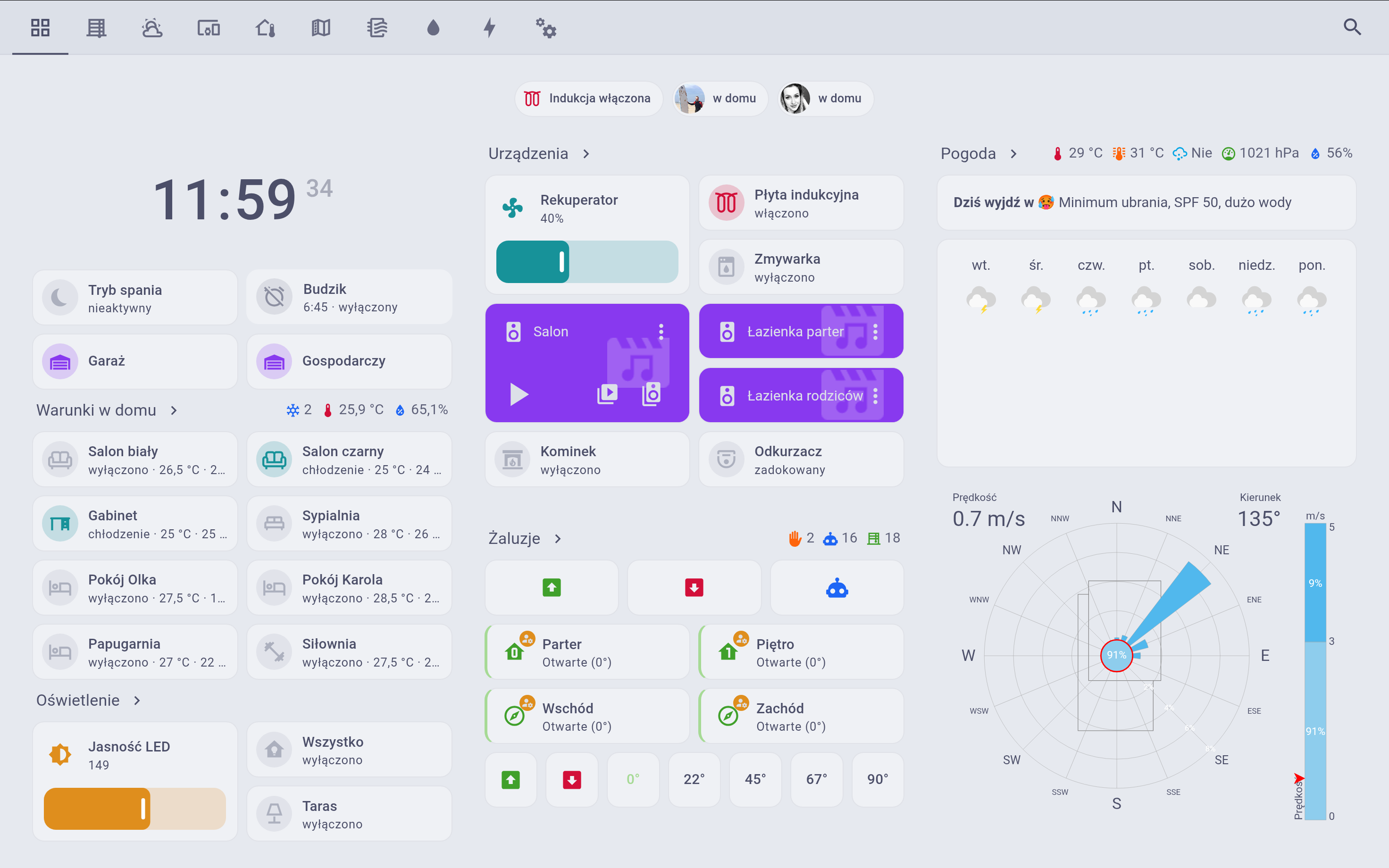 Pulpit Home Assistant — przegląd całego domu na jednym ekranie